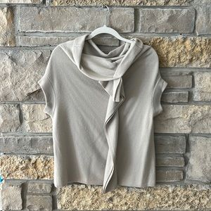 Robert Rodriguez Cream Cashmere Short Sleeve Asymmetrical Sweater Medium